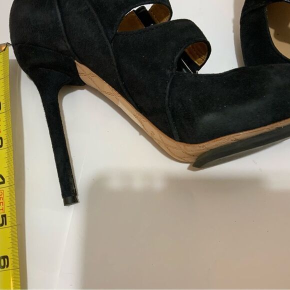 New L.A.M.B Heels Platform Strappy Buckles Suede Black Gwen Stefani New - Picture 14 of 15